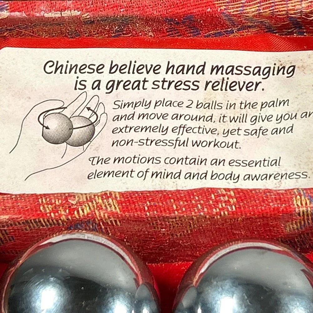 Chinese Baoding Balls Chrome Stress Relief Chime Spheres Meditation Holistic Zen